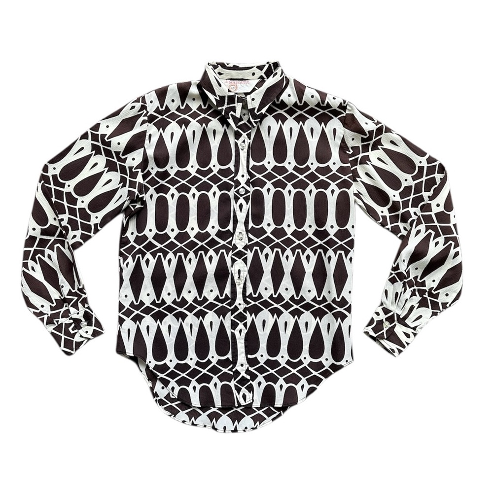 Vintage 1960’s Psychedelic Op Art Mod Print Blouse Shirt